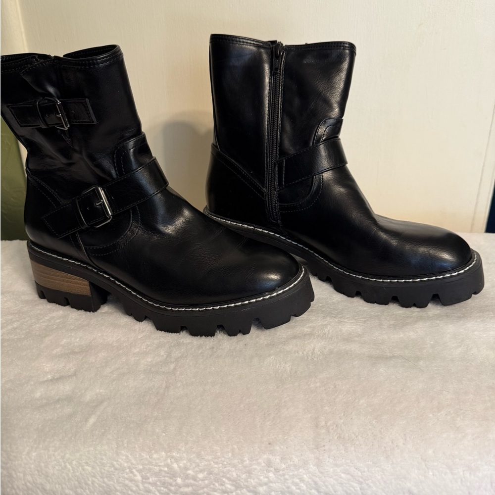 Target Black Moto Boots with Buckle Detail